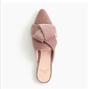 J Crew pink velvet flat mule